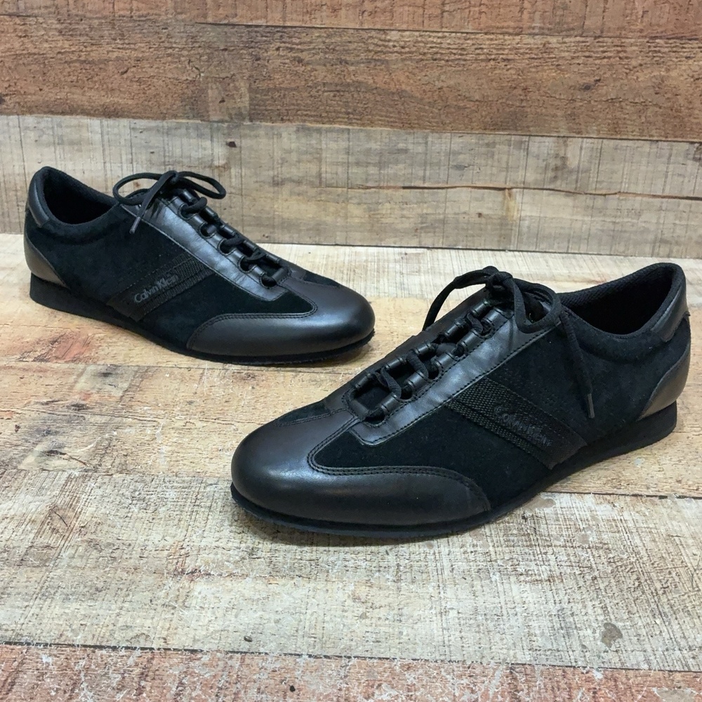 Calvin Klein Match Shoes Mens Size 10 43 Black Suede Low Top Casual Sneaker